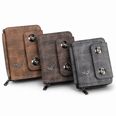 Multi-Compartment Zipper Wallet for Men